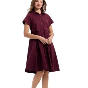 universal thread school girl Burgundy Shirt Dress NWT
